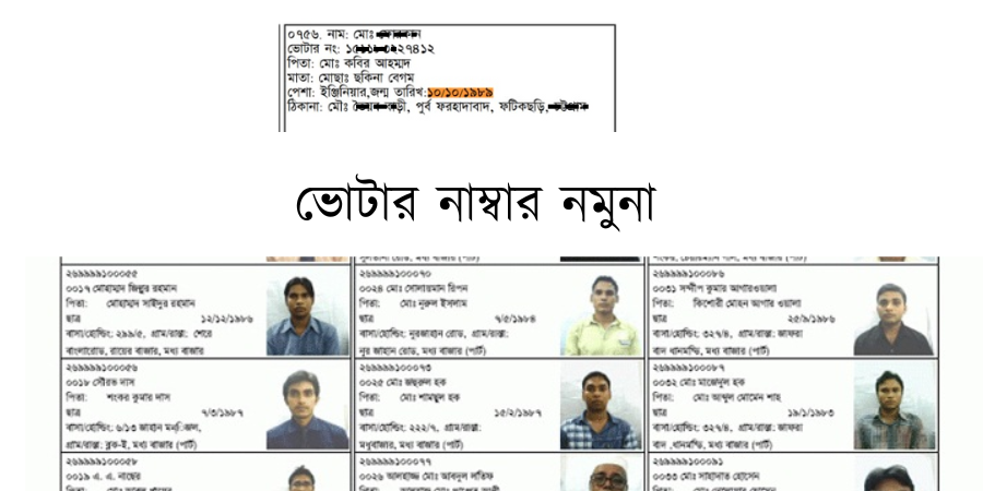ভোটার নাম্বার নমুনা 

ভোটার নাম্বার দেখতে এরকমই হয়  